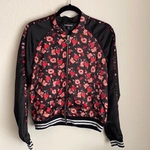 Express Women’s Black Floral  bomber jacket